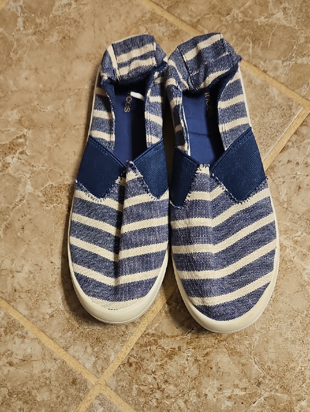 Maurices Blue and White Stripe Slip-On Flats